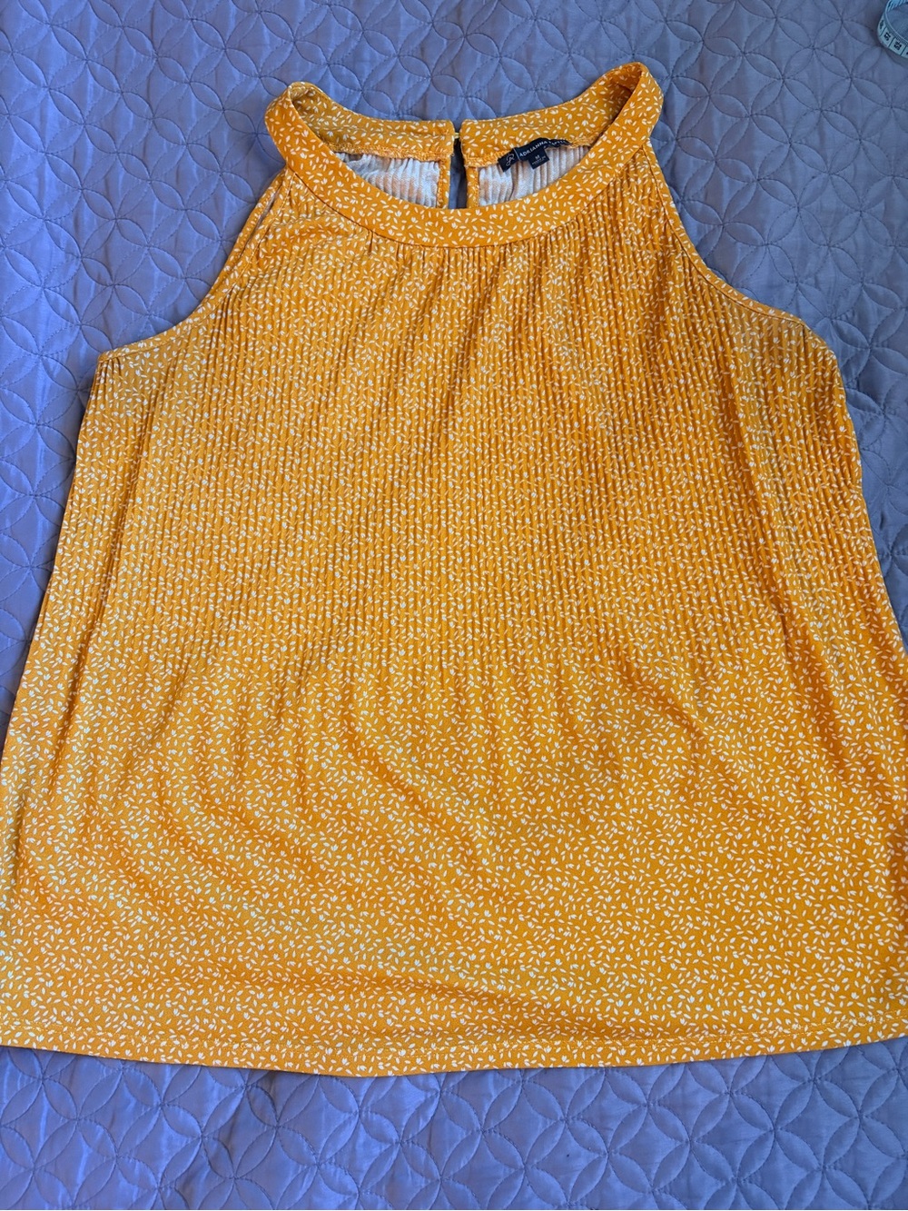 Adrianna Papell Yellow Halter Floral-Print Tank Top | Women’s oversized M